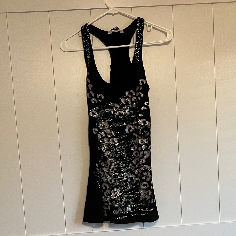 Chic Black and Silver Patterned Tank Top